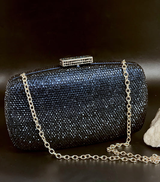 Navy - Swarovski navy blue crystal evening clutch