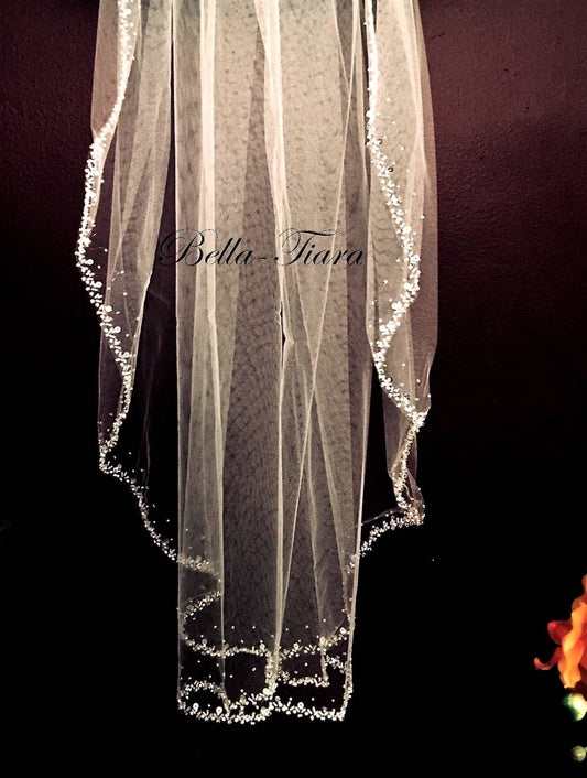 Giorgina – Beaded crystal pearl edge bridal veil