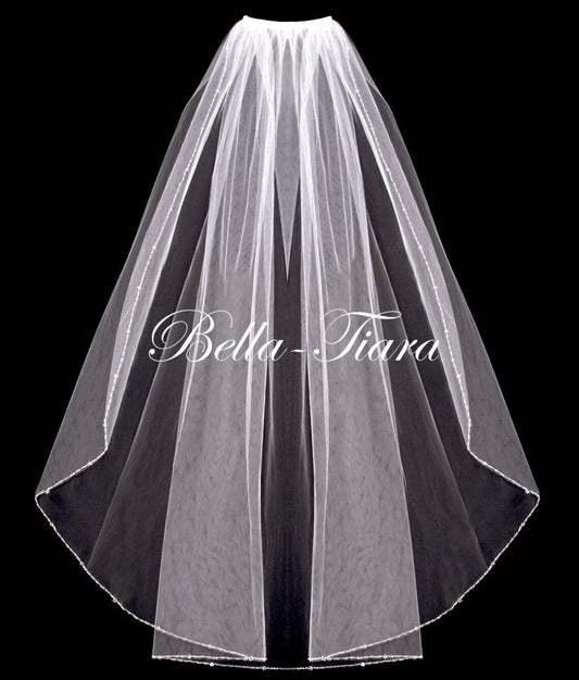 Mona- Rhinestone and crystal trim edge bridal veil