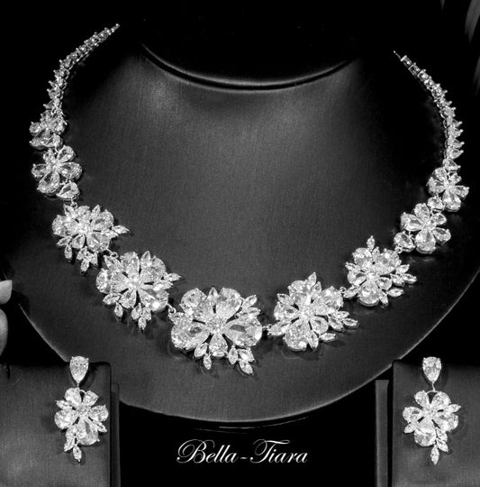 Leilani-  Gorgeous CZ vine wedding necklace set