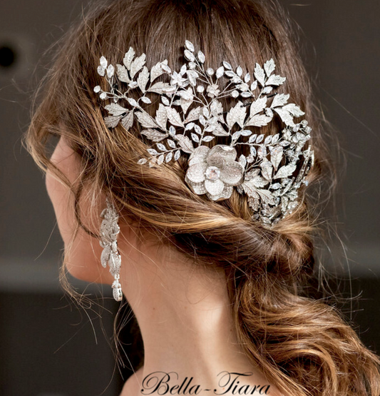 Amira - Swarovski Crystal floral statement bridal hair comb