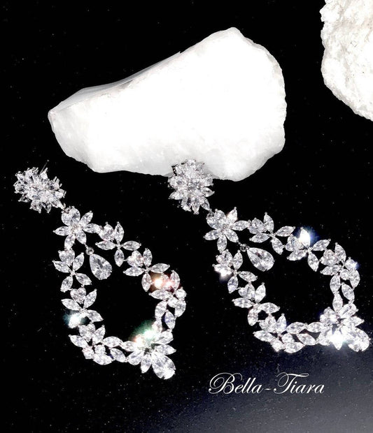 Eva-silver Crystal statement earrings