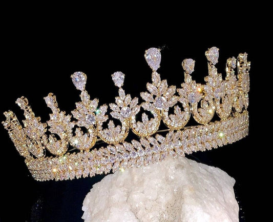 Majestic- Stunning Gold Crystal wedding Tiara