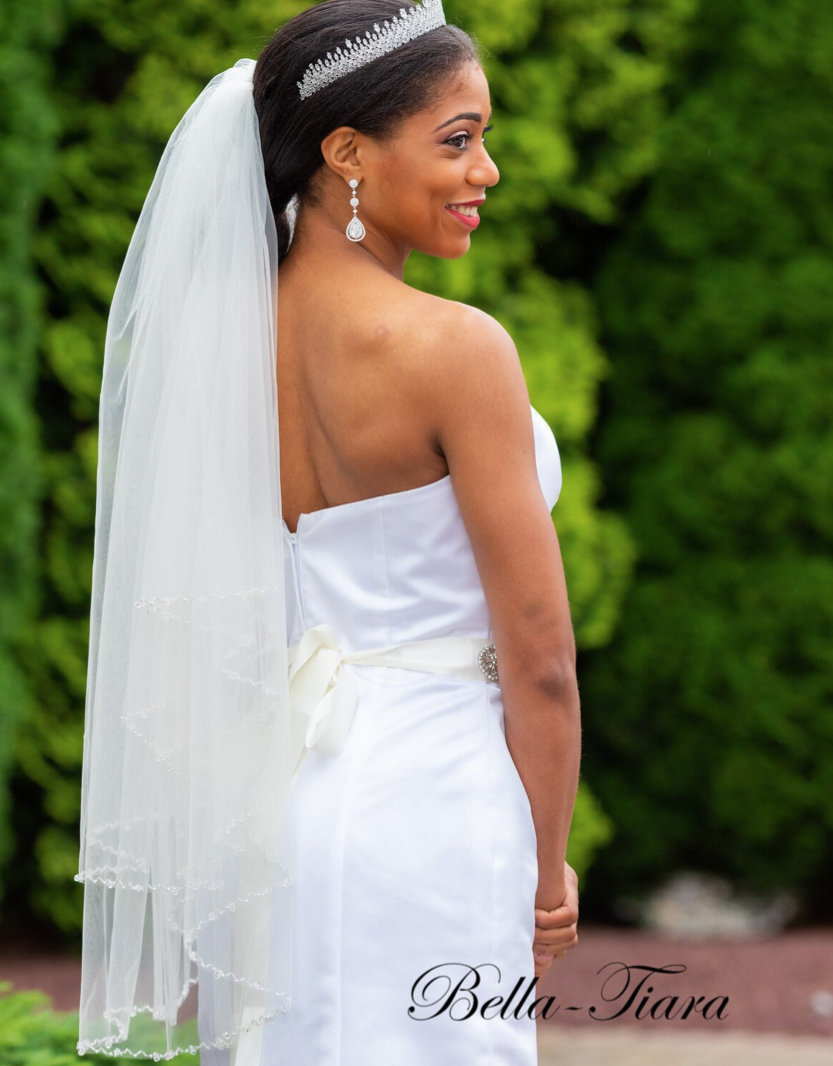 2 tier crystal trim edge veil