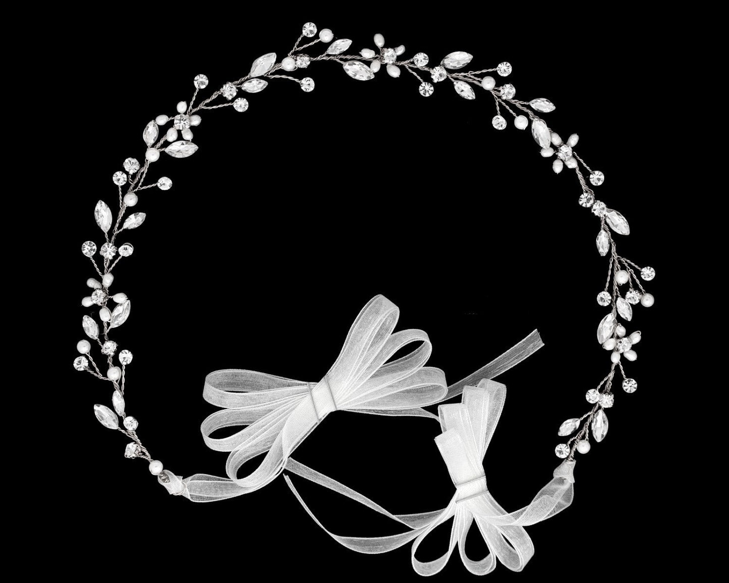 Cassandre - Beautiful bridal Pearl Crystal hair vine