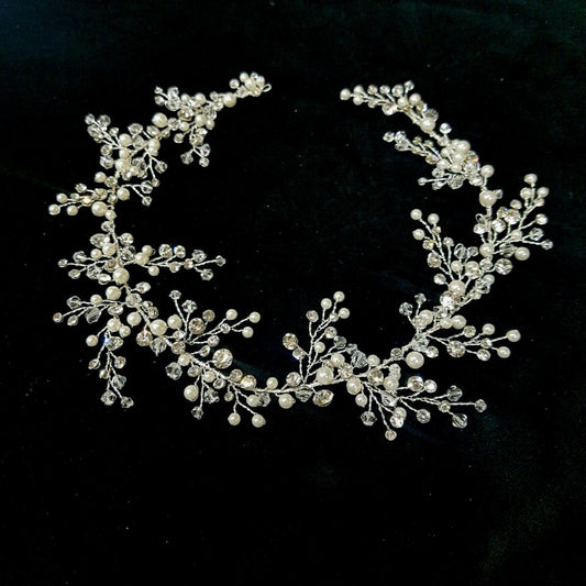Milia - Swarovski crystal pearl wedding headband hairvine