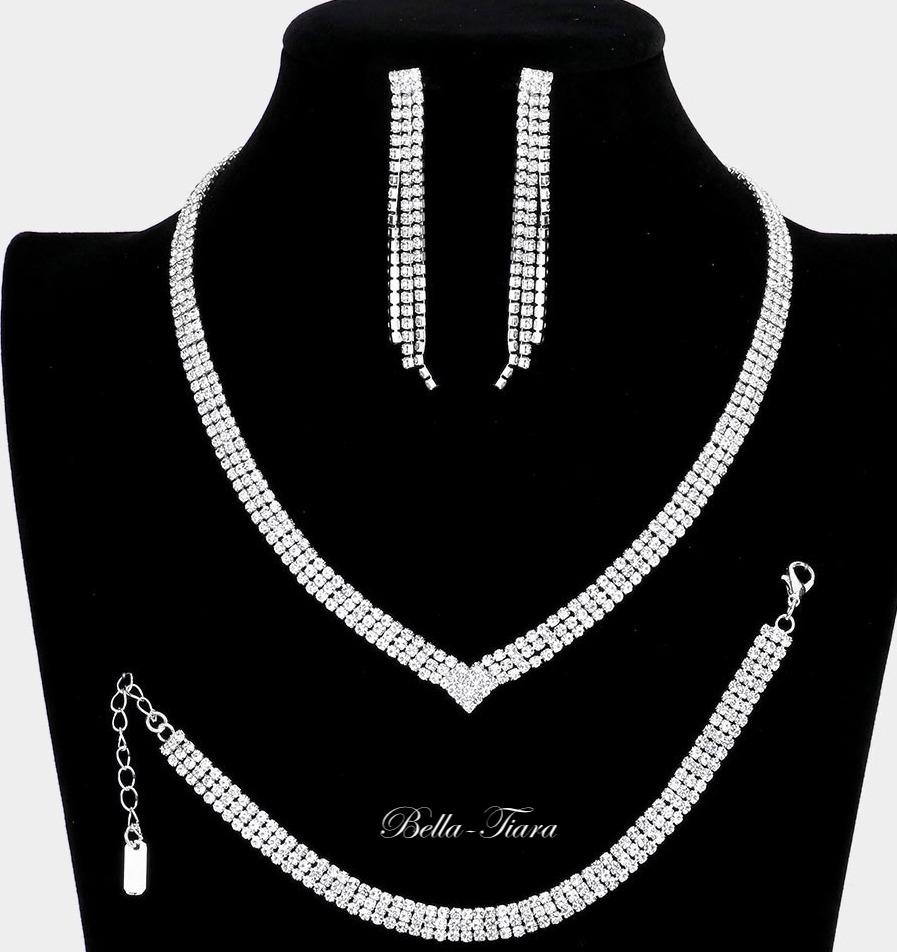 Estera- Elegant 3pc rhinestone necklace set