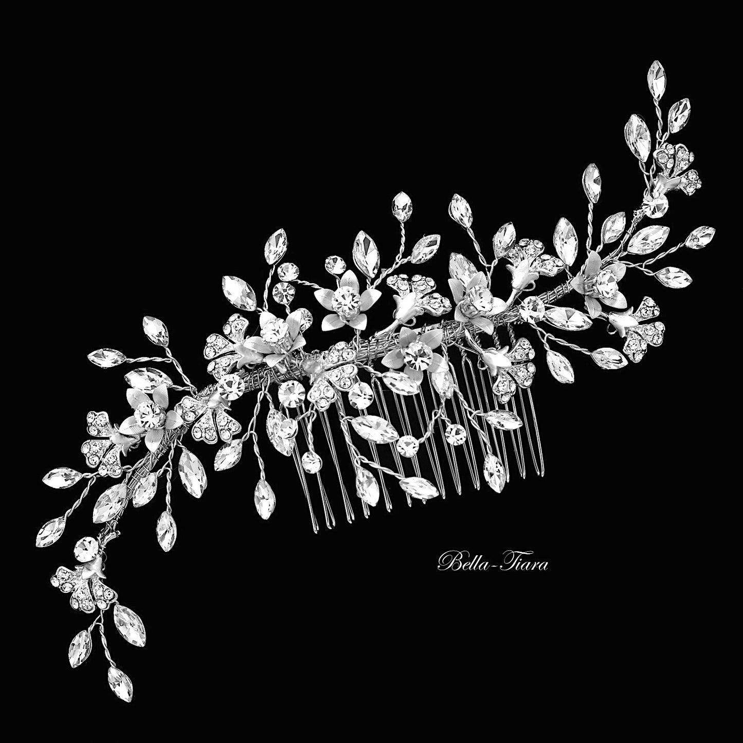 Brooke- Porcelain flower and crystal bridal hair comb