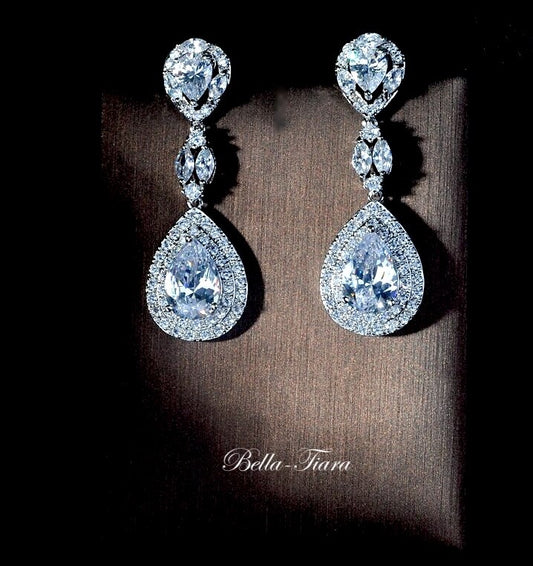 Aline -  Gorgeous CZ drop bridal earrings