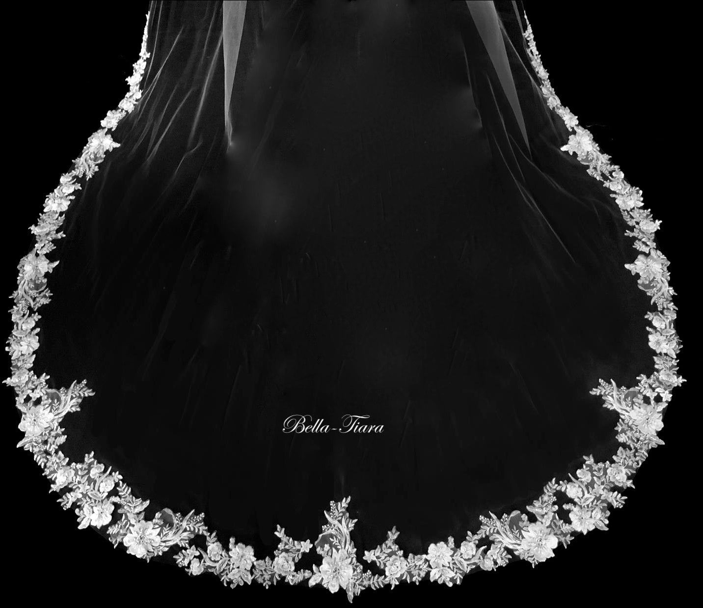 Fiorbello - Italian Floral lace cathedral veil with Free blusher