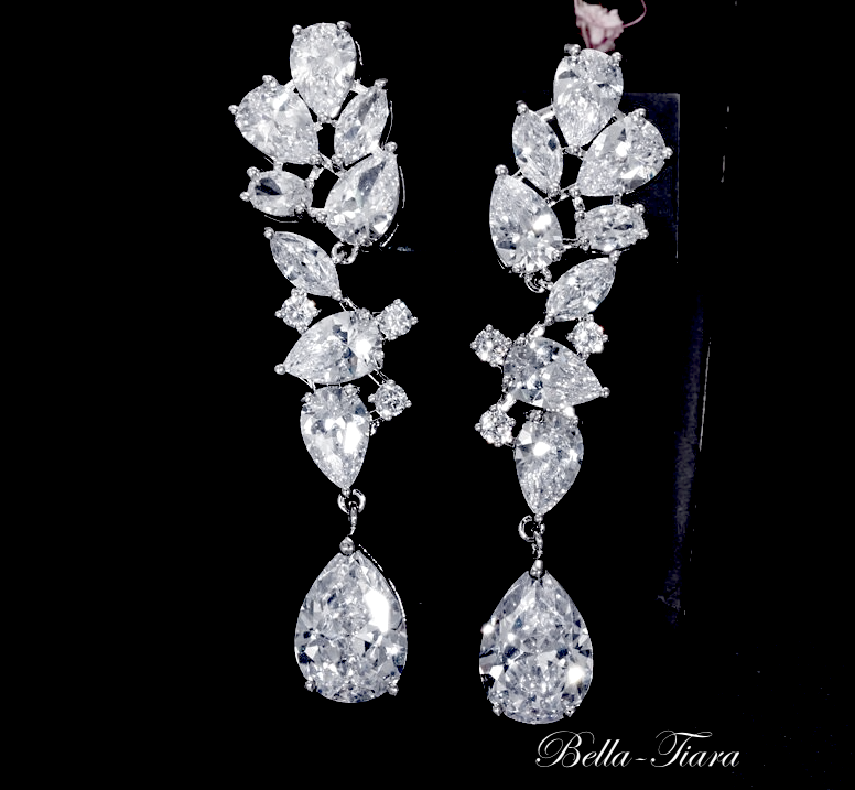 Mayra - Crystal drop wedding earrings