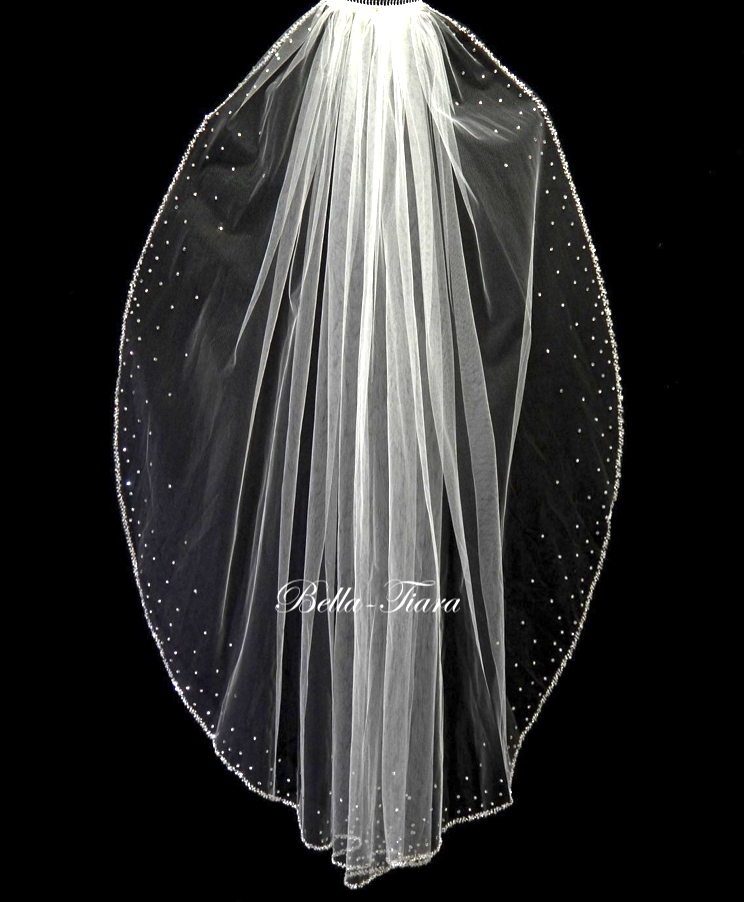 Tiffany - Gorgeous Beaded edge wedding veil with scattered crystals