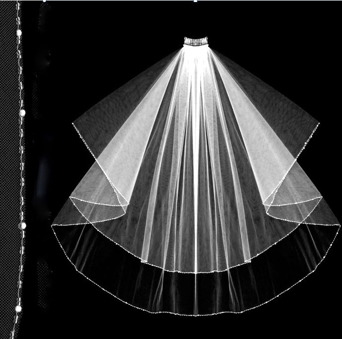 Mona – Elegant Rhinestone and crystal edge wedding veil