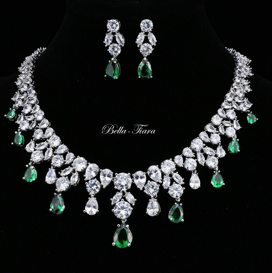 Bridgeton  - Stunning Swarovski green crystal statement necklace set
