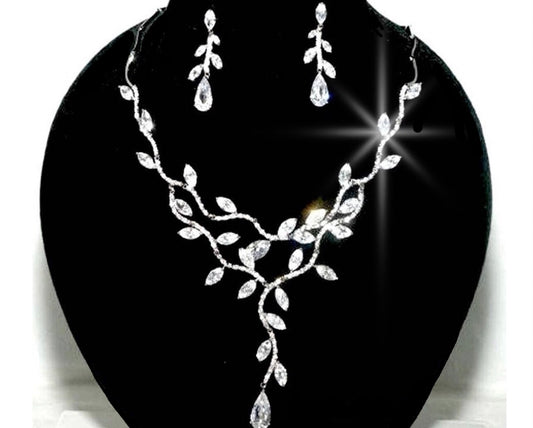 Josanne - Gorgeous CZ vine wedding necklace set