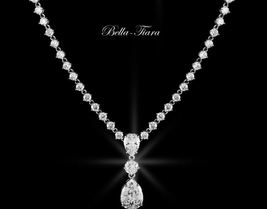 Cristallo - Timeless 3pcs simulated diamond drop bridal necklace set
