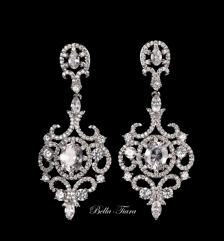 PrincessElena -  Vintage statement crystal bridal earrings