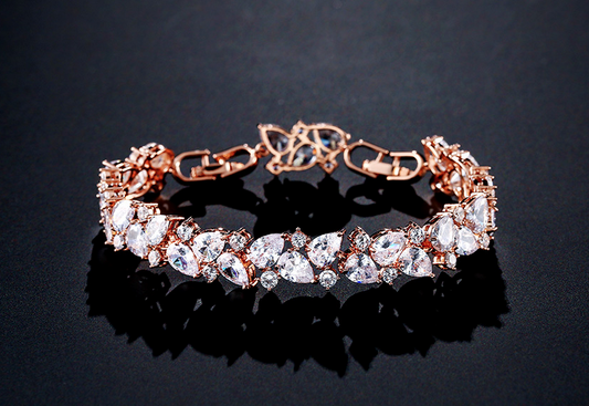 Giovanna -Swarovski crystal rose gold bridal bracelet