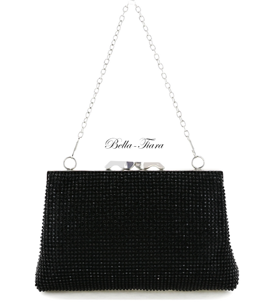 Agata - Elegant Black crystal clutch evening purse