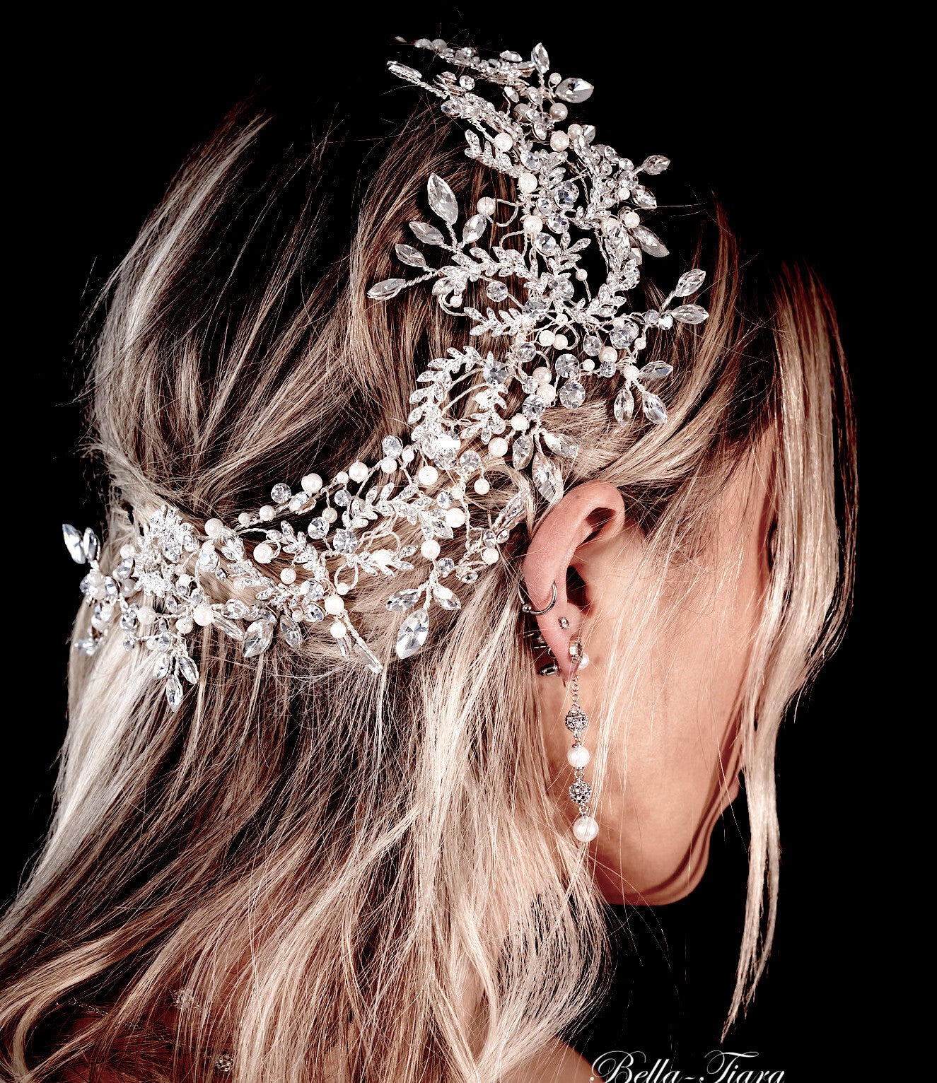 Blanca - Swarovski crystal and pearl wedding headpiece