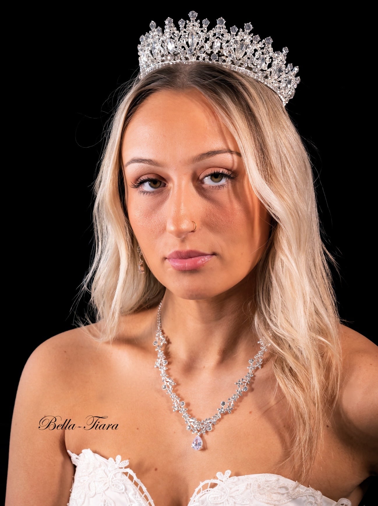 Marlina, Romantic floral vine bridal wedding necklace set