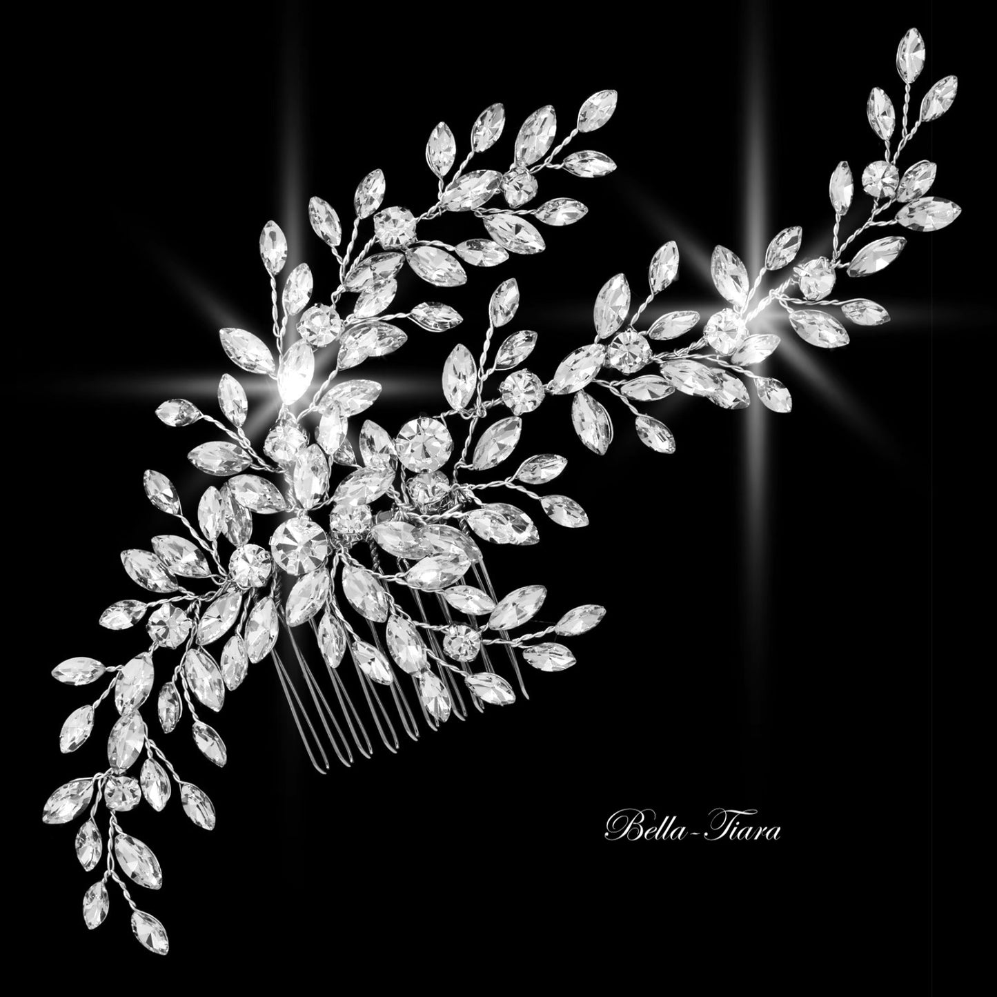 Electra - Glamorous silver Swarovski crystal bridal hair comb