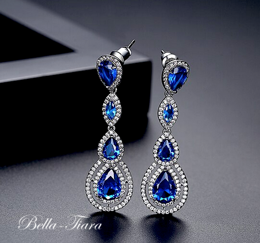Bellissimablu - Beautiful sapphire blue crystal drop earrings