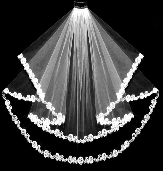 Brenda– Beautiful Designer italian floral lace wedding veil