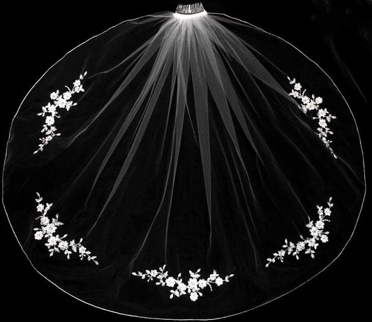 Karina- Romantic short floral lace wedding veil