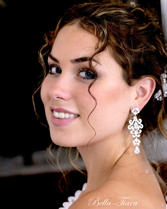 Lia -  Stunning CZ bridal drop earrings