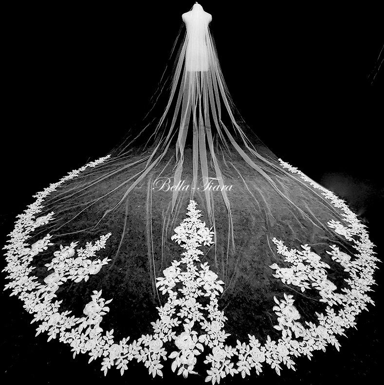 Mariarosetta - Royal Cathedral floral french lace veil - Free blusher