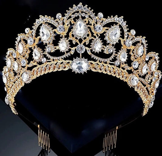 Mariadoro - Dazzling Crystal Gold Tiara Crown