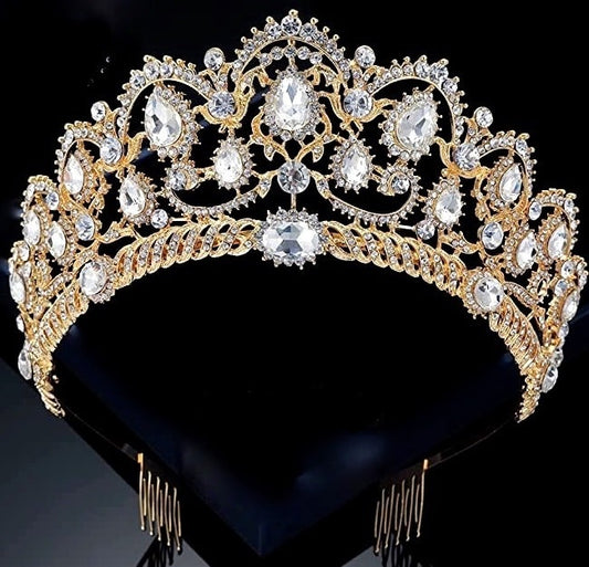 Mariadoro -Dazzling Crystal gold Tiara