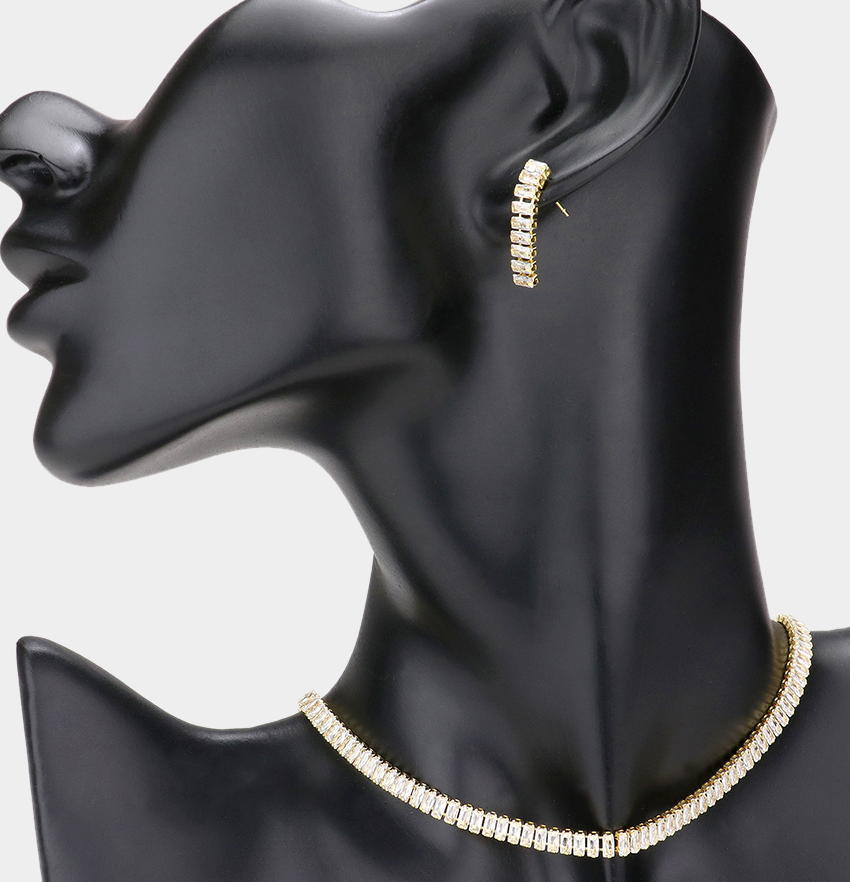 Golden - Dazzling elegant gold choker necklace set