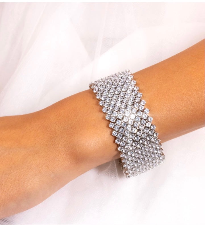 Kelsie, Glamorous wedding Crystal cuff bracelet