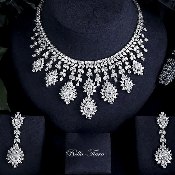 Sarina - Statement royal crystal bridal necklace set