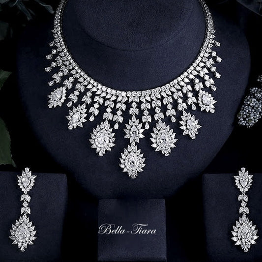 Sarina - Statement royal crystal bridal necklace set