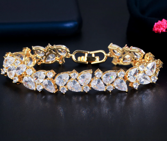 Giovanna -Swarovski crystal gold bridal bracelet