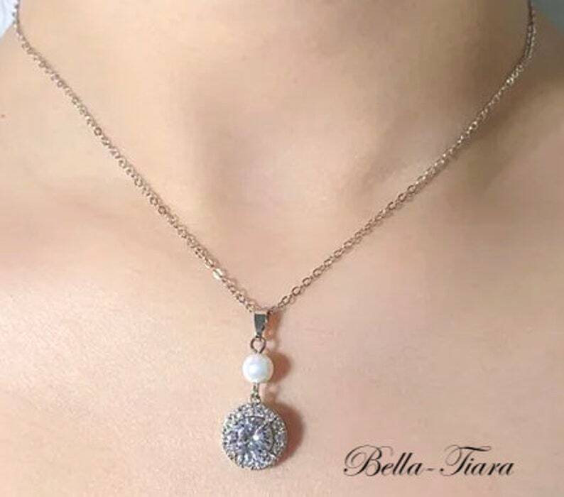 Pearline, Romantic Timeless bridal pearl drop necklace set