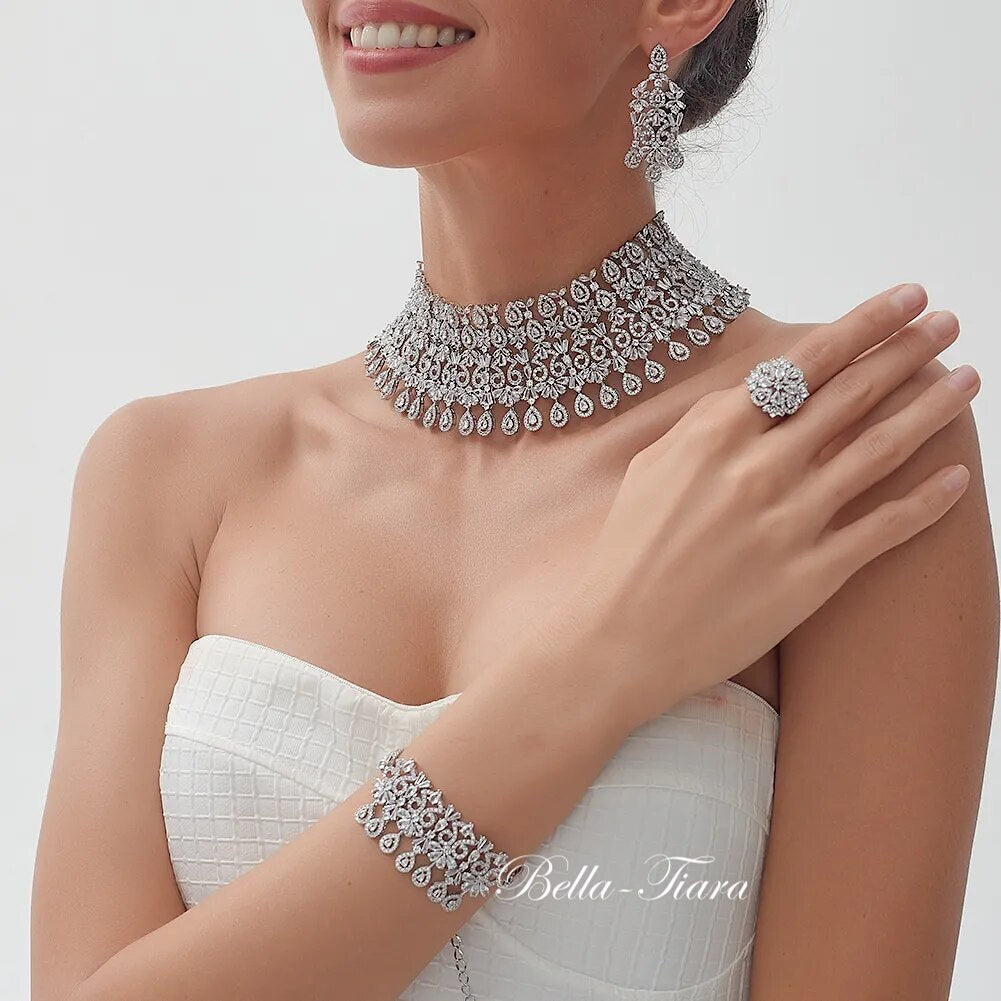 Valentino - Simulated diamond statement choker bridal necklace set