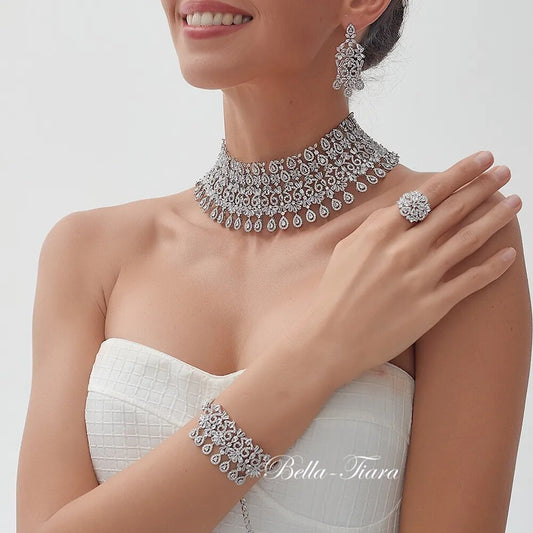 Valentino - Simulated diamond statement choker bridal necklace set