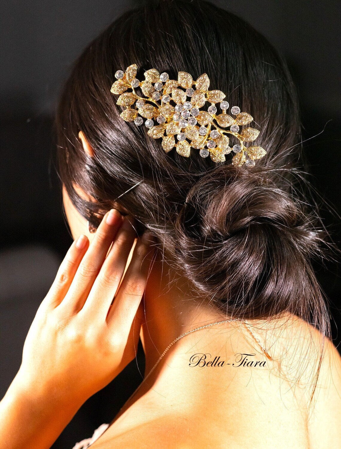Rosa - Floral crystal wedding hair comb