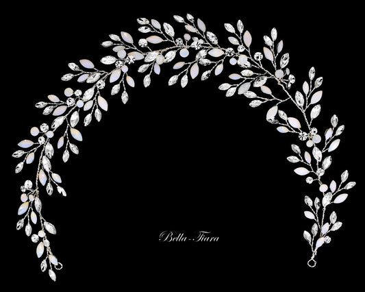 Opal - Beautiful silver opal crystal bridal hair vine-