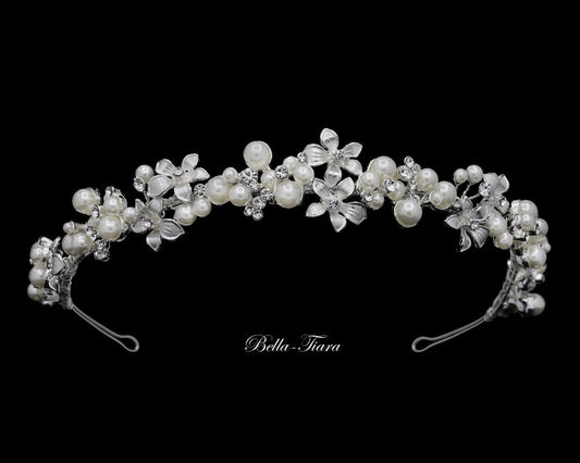 Italia - Swarovski crystal and pearl  communion headband