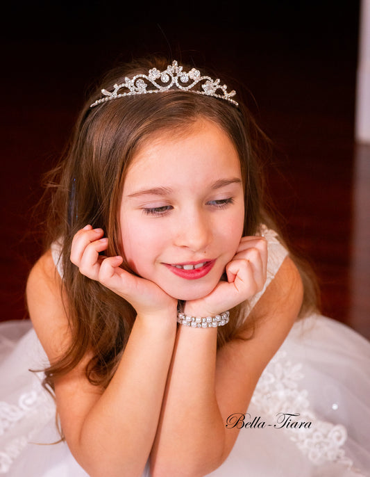 Lily - Flower girl rhinestone pearl tiara
