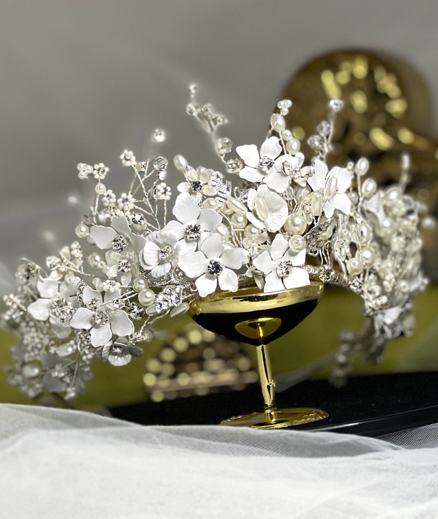 Adella - Stunning crystal Floral Wedding headpiece