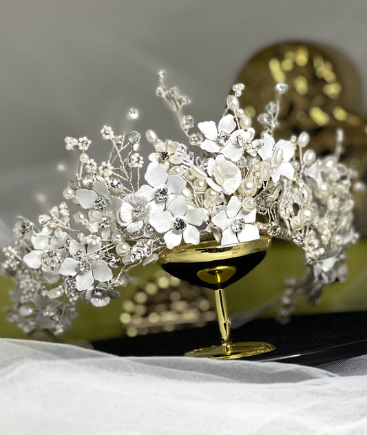 Adella -  Stunning crystal Floral Wedding headpiece tiara