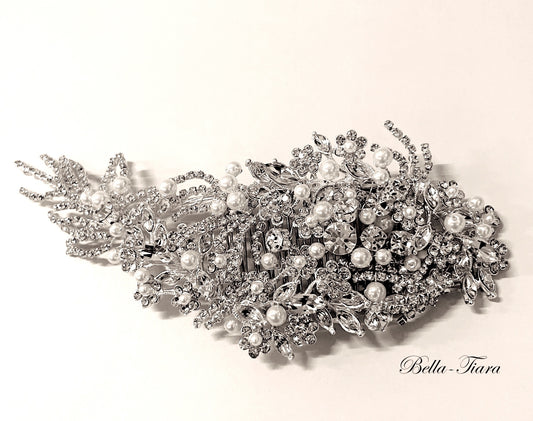 Terina - Alluring Swarovski crystal and pearl wedding hair comb