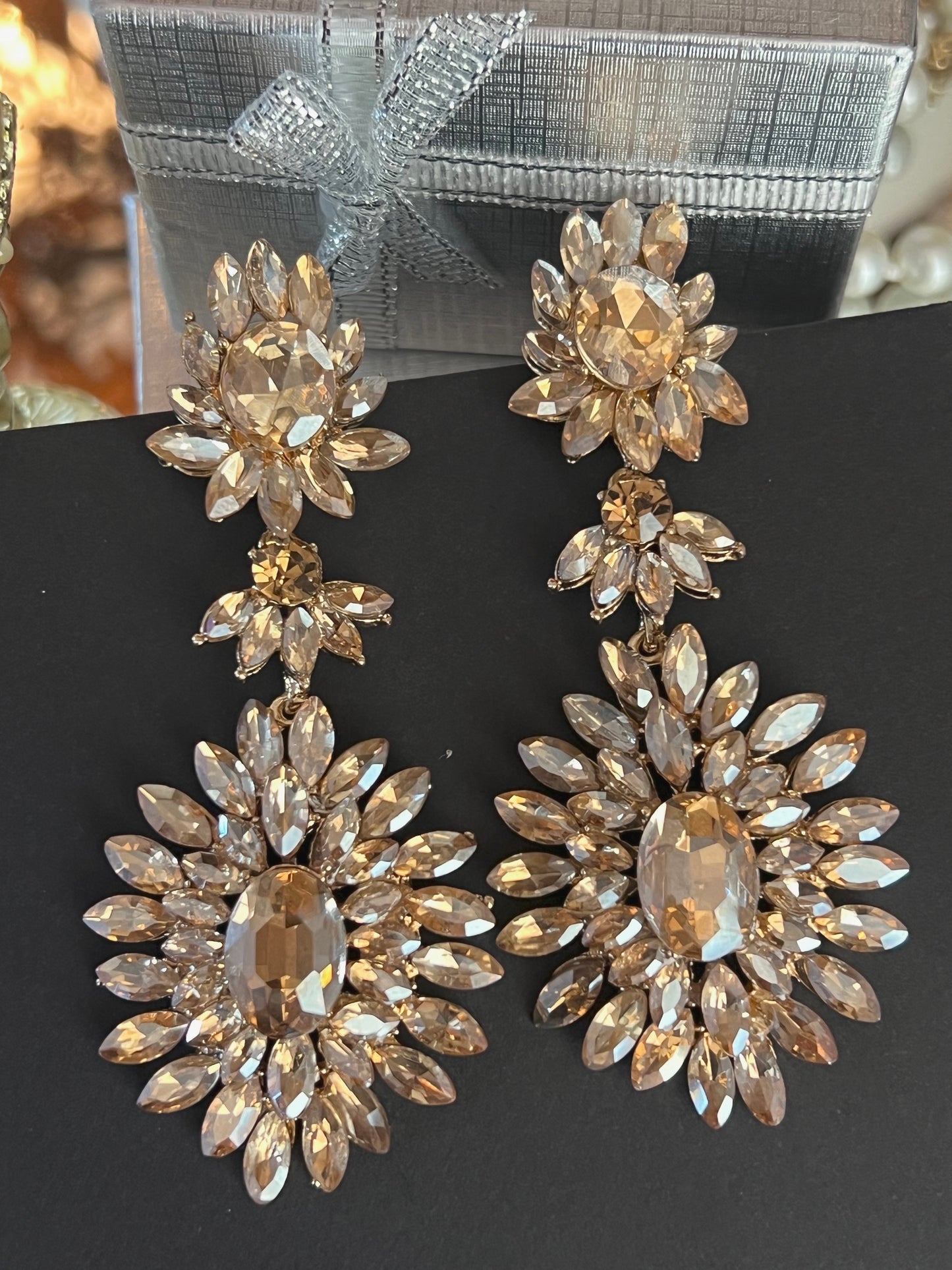 Champage gold drop earrings