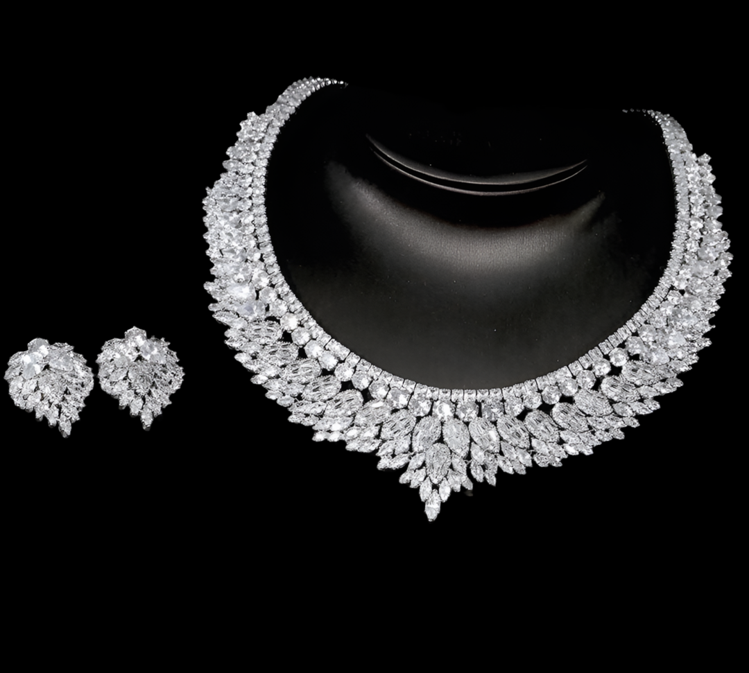 Emiliana - Glamorous CZ statement necklace set (free bracelet)